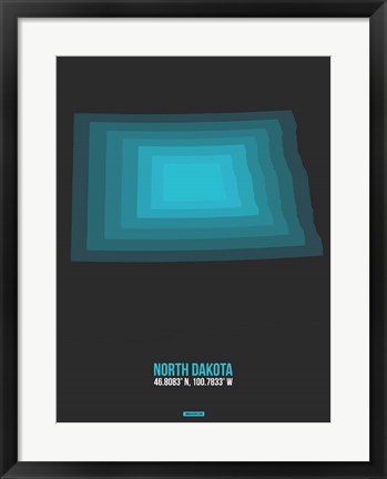 Framed North Dakota Radiant Map 4 Print