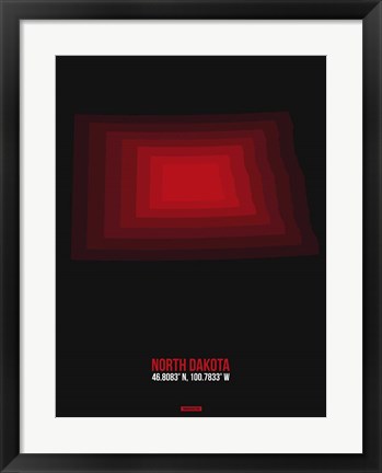 Framed North Dakota Radiant Map 6 Print