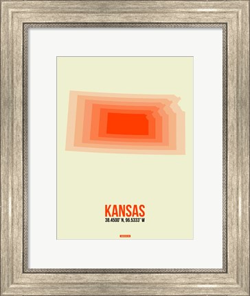 Framed Kansas Radiant Map 1 Print