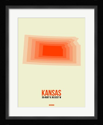 Framed Kansas Radiant Map 1 Print