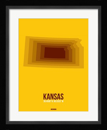 Framed Kansas Radiant Map 2 Print