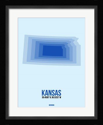 Framed Kansas Radiant Map 3 Print