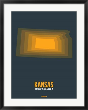 Framed Kansas Radiant Map 4 Print