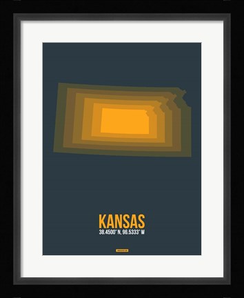 Framed Kansas Radiant Map 4 Print