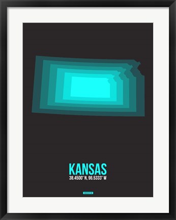 Framed Kansas Radiant Map 5 Print