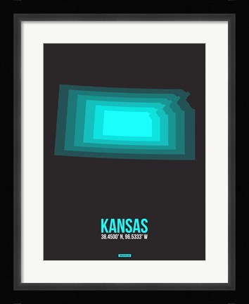 Framed Kansas Radiant Map 5 Print