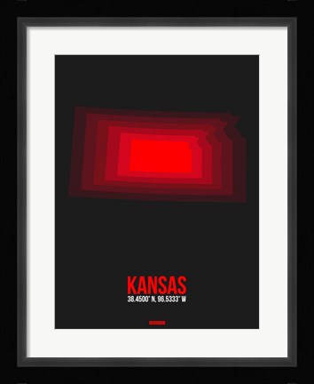 Framed Kansas Radiant Map 6 Print