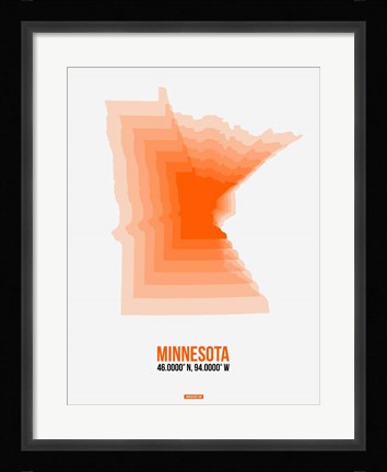 Framed Minnesota Radiant Map 1 Print