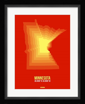 Framed Minnesota Radiant Map 2 Print