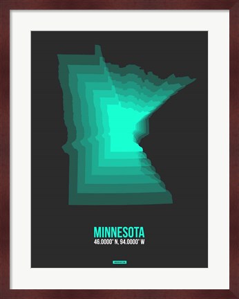 Framed Minnesota Radiant Map 4 Print