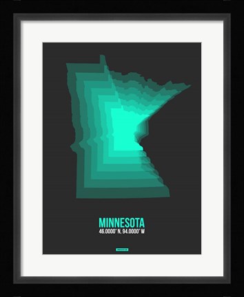 Framed Minnesota Radiant Map 4 Print