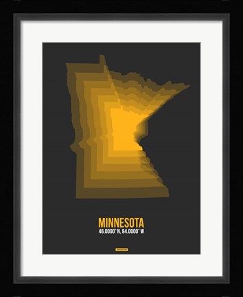 Framed Minnesota Radiant Map 5 Print