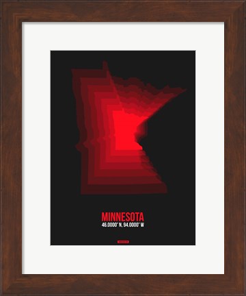 Framed Minnesota Radiant Map 6 Print