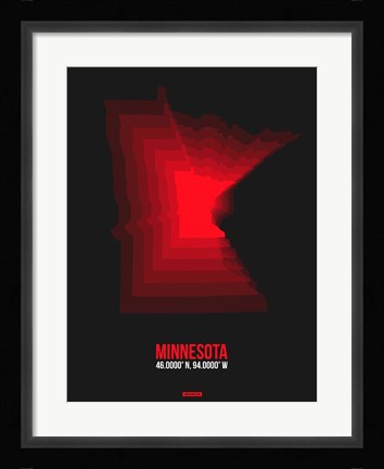 Framed Minnesota Radiant Map 6 Print