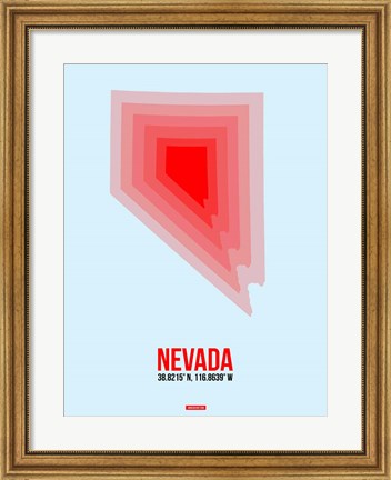 Framed Nevada Radiant Map 1 Print
