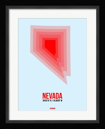 Framed Nevada Radiant Map 1 Print