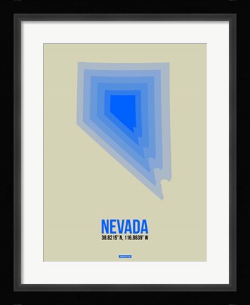 Framed Nevada Radiant Map 2 Print