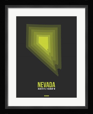 Framed Nevada Radiant Map 4 Print