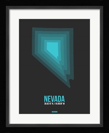 Framed Nevada Radiant Map 5 Print