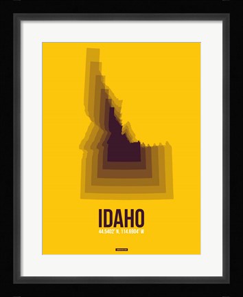 Framed Idaho Radiant Map 3 Print
