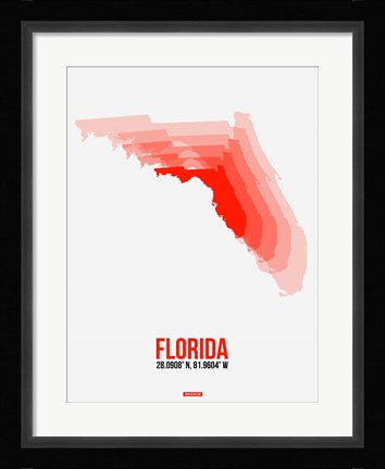 Framed Florida Radiant Map 1 Print