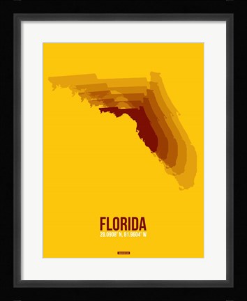 Framed Florida Radiant Map 3 Print