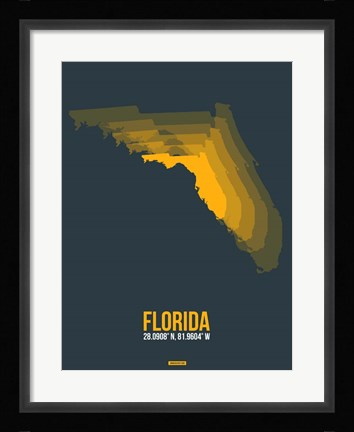 Framed Florida Radiant Map 4 Print
