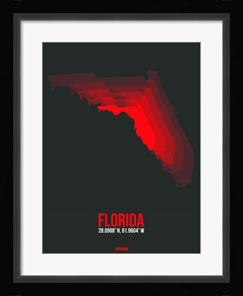 Framed Florida Radiant Map 5 Print