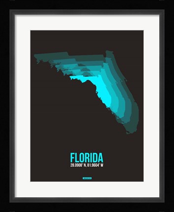 Framed Florida Radiant Map 6 Print