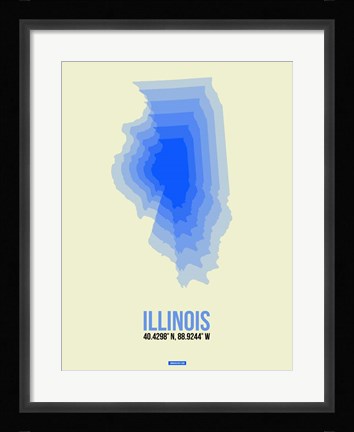 Framed Illinois Radiant Map 1 Print