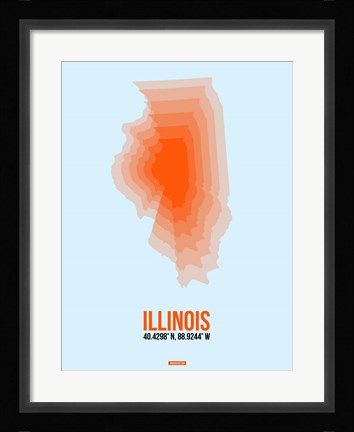 Framed Illinois Radiant Map 2 Print