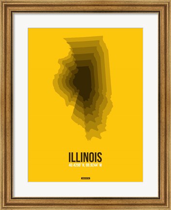 Framed Illinois Radiant Map 3 Print