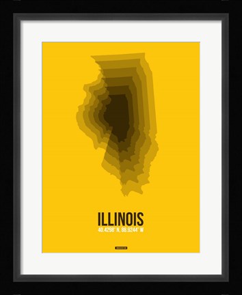 Framed Illinois Radiant Map 3 Print