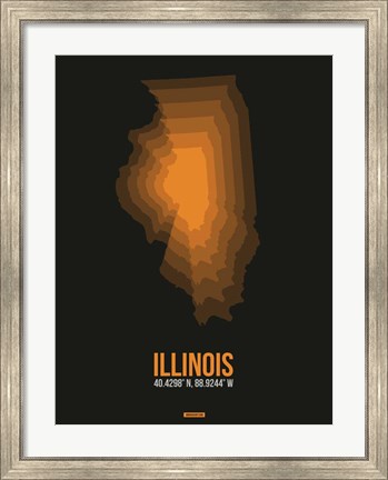 Framed Illinois Radiant Map 5 Print