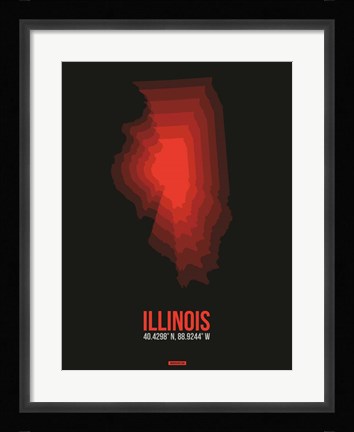 Framed Illinois Radiant Map 6 Print