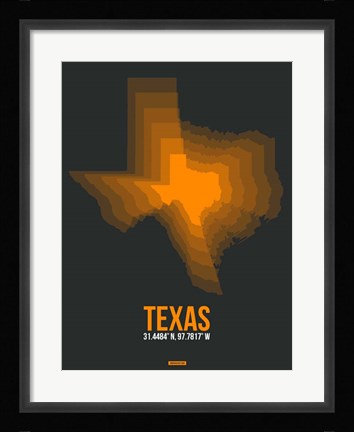 Framed Texas Radiant Map 5 Print
