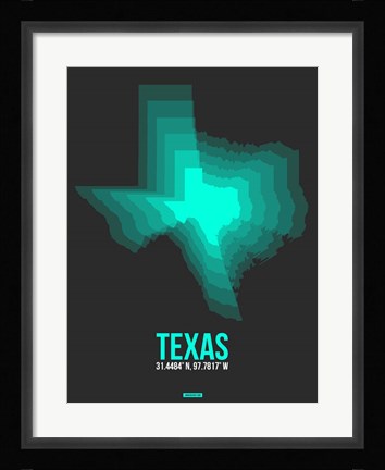 Framed Texas Radiant Map 6 Print