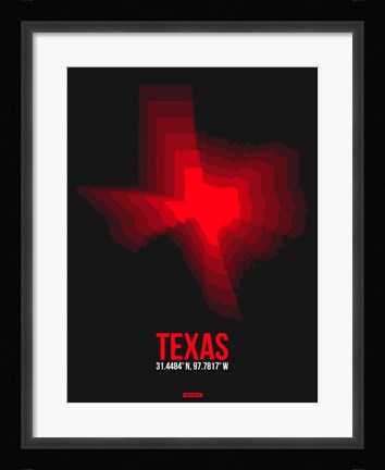 Framed Texas Radiant Map 7 Print