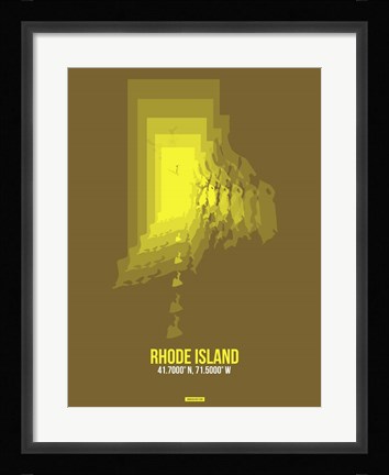 Framed Rhode Island Radiant Map 1 Print
