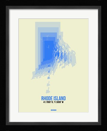 Framed Rhode Island Radiant Map 2 Print