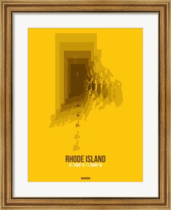 Framed Rhode Island Radiant Map 3 Print