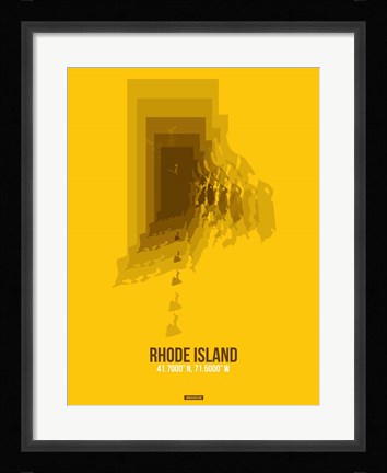 Framed Rhode Island Radiant Map 3 Print