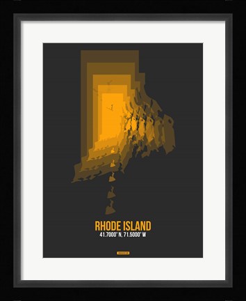 Framed Rhode Island Radiant Map 4 Print