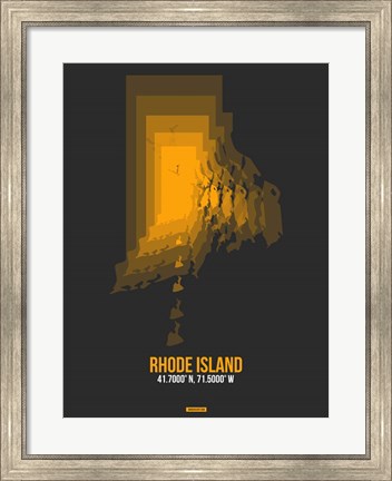 Framed Rhode Island Radiant Map 4 Print