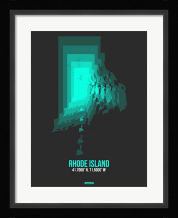 Framed Rhode Island Radiant Map 5 Print