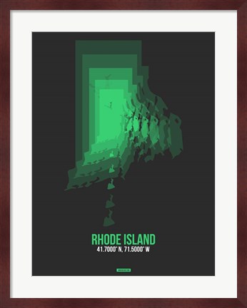 Framed Rhode Island Radiant Map 6 Print