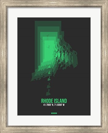 Framed Rhode Island Radiant Map 6 Print