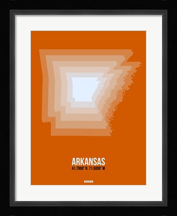 Framed Arkansas Radiant Map 3 Print