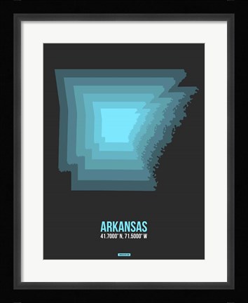 Framed Arkansas Radiant Map 4 Print