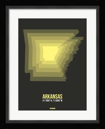 Framed Arkansas Radiant Map 5 Print